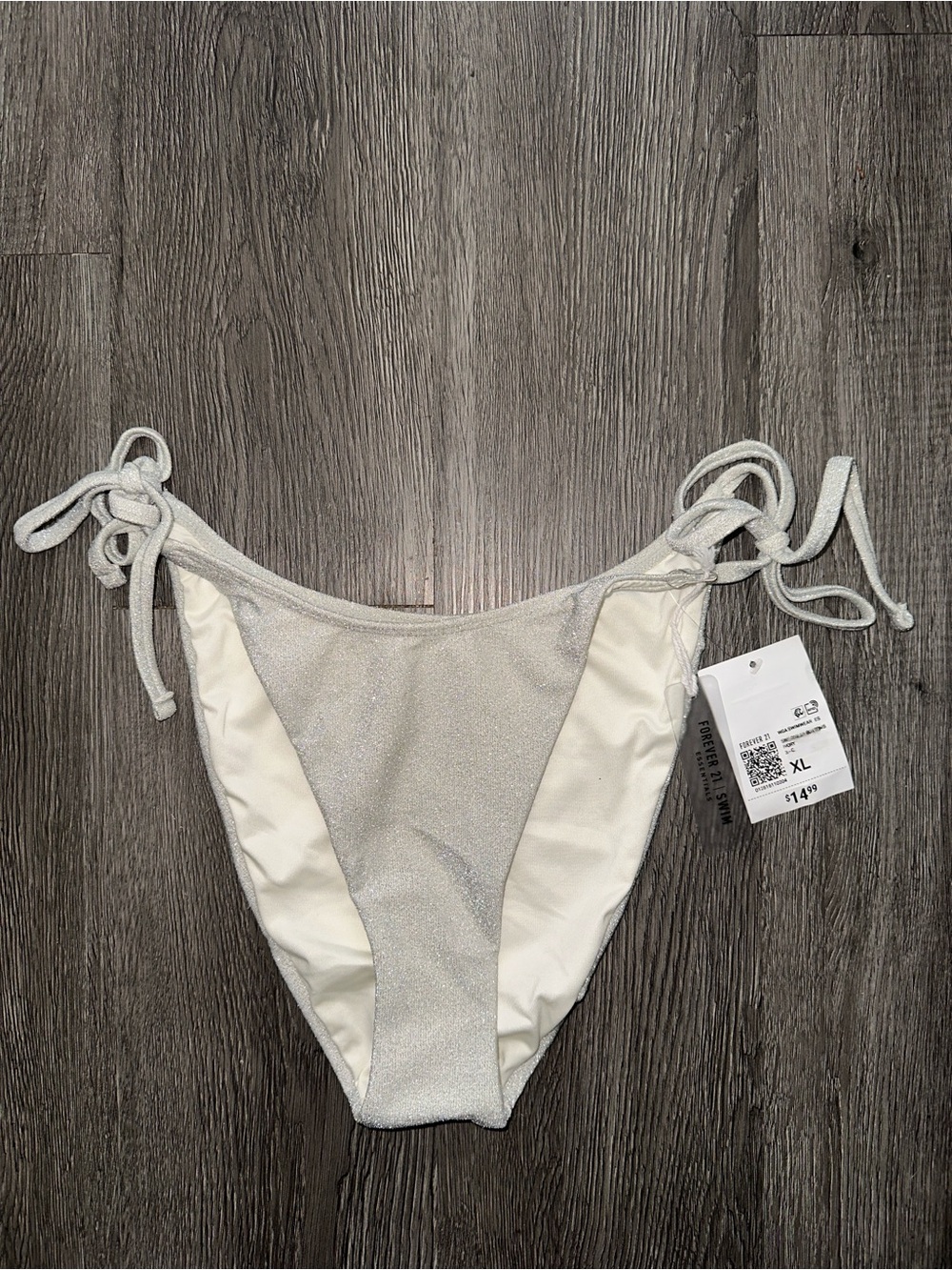 Silver Shimmer Tie-Side Bikini Bottom